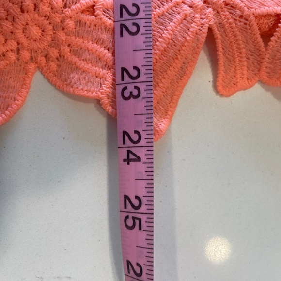 Japan Handmade Neon Orange Lace Blouse with Back Zipper & Short Sleeves – Size S - Picture 11 of 11